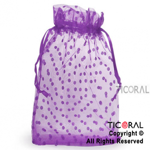 BOLSA ORGANZA VIOLETA 20X25 LUNARES HS3978-5 x 1